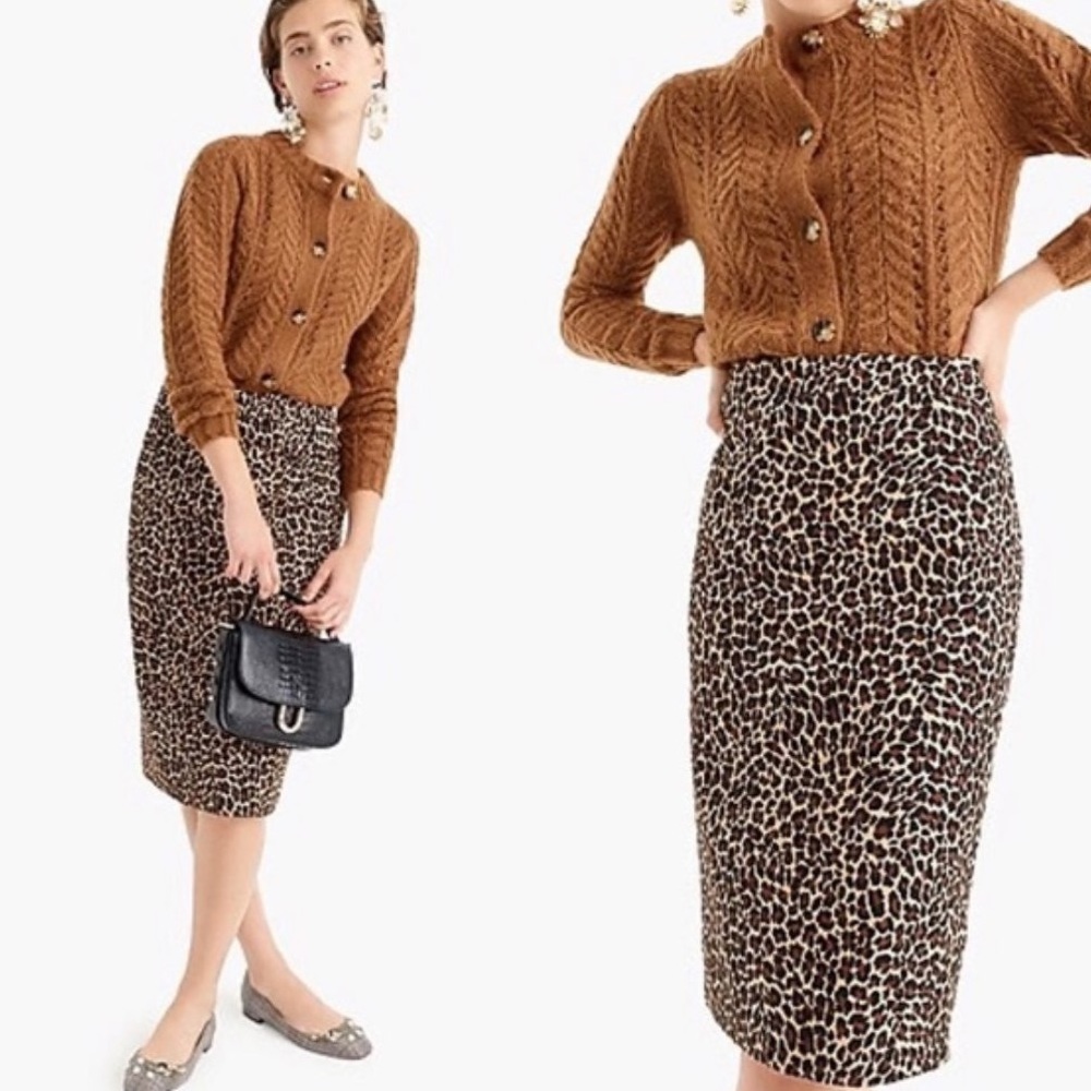 J. CREW LEOPARD PRINT PENCIL SKIRT